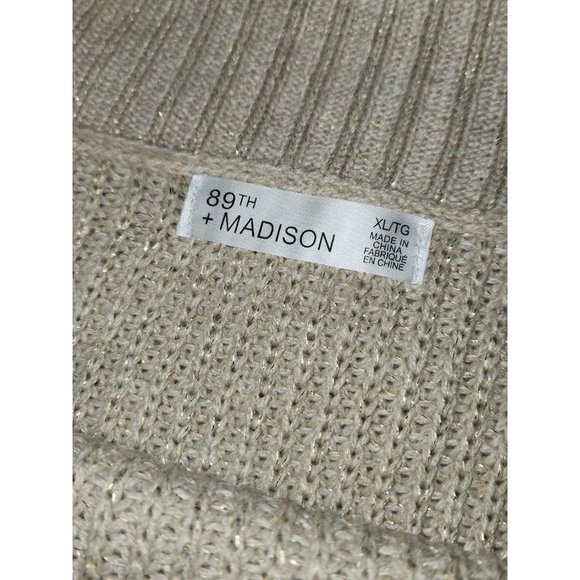 89th & Madison Cream with Gold Threading 3/4 sleeve, cowl-neck sweater (NWOT) - Picture 5 of 5